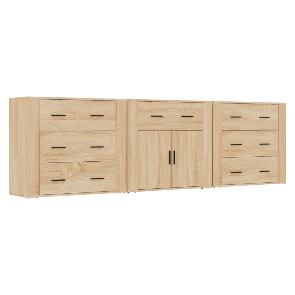 Sideboard | Set of 3 | Sonoma Oak | Engineered Wood | Medium | Sideboard