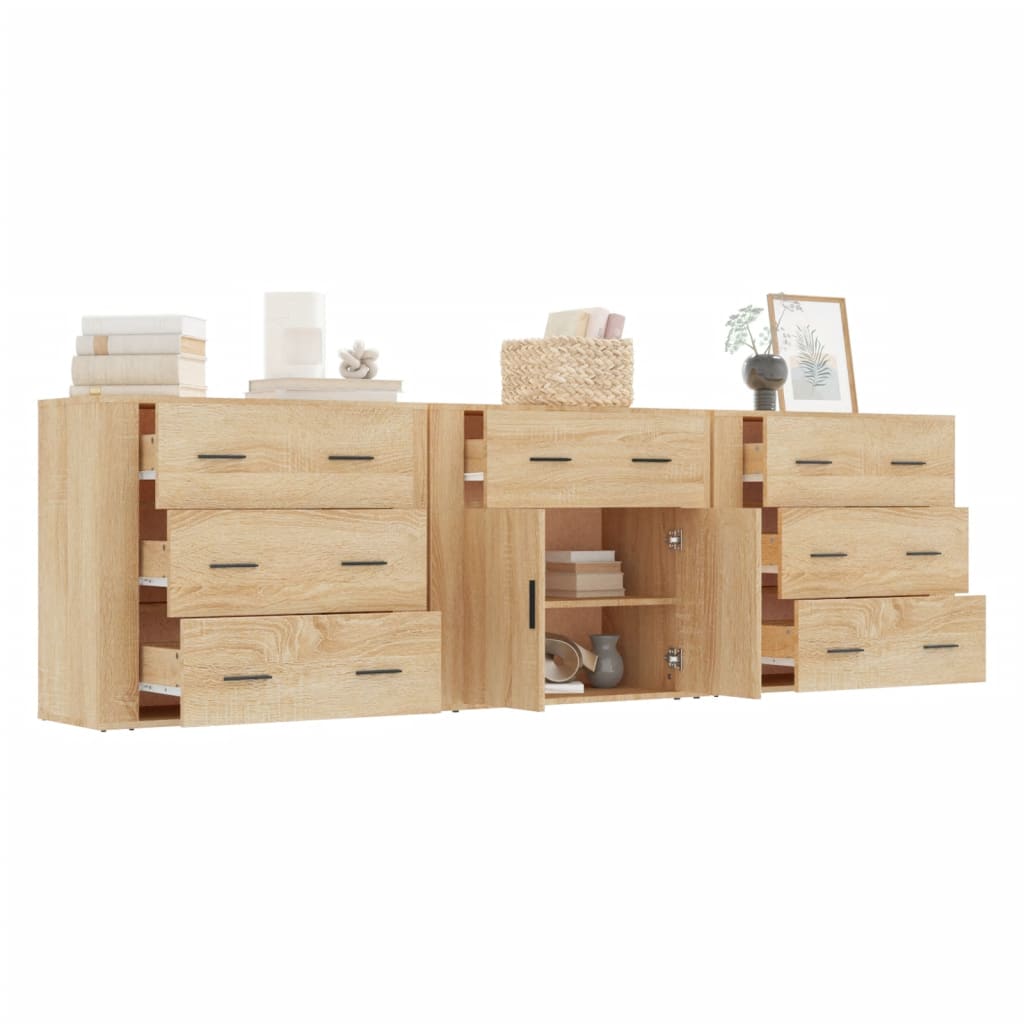 Sideboard | Set of 3 | Sonoma Oak | Engineered Wood | Medium | Sideboard