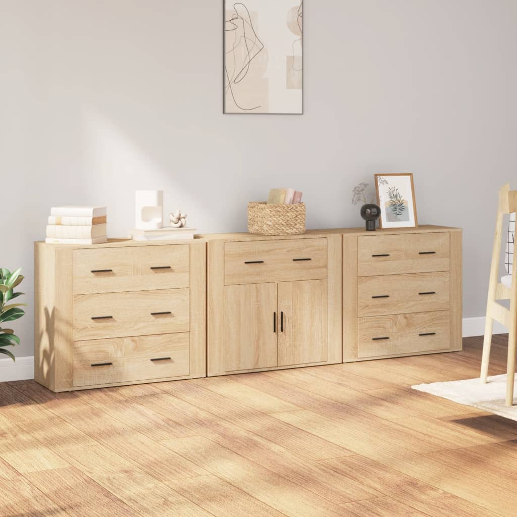 Sideboard | Set of 3 | Sonoma Oak | Engineered Wood | Medium | Sideboard