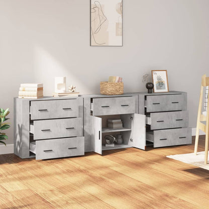 Sideboards 3 pcs Concrete Grey Engineered Wood