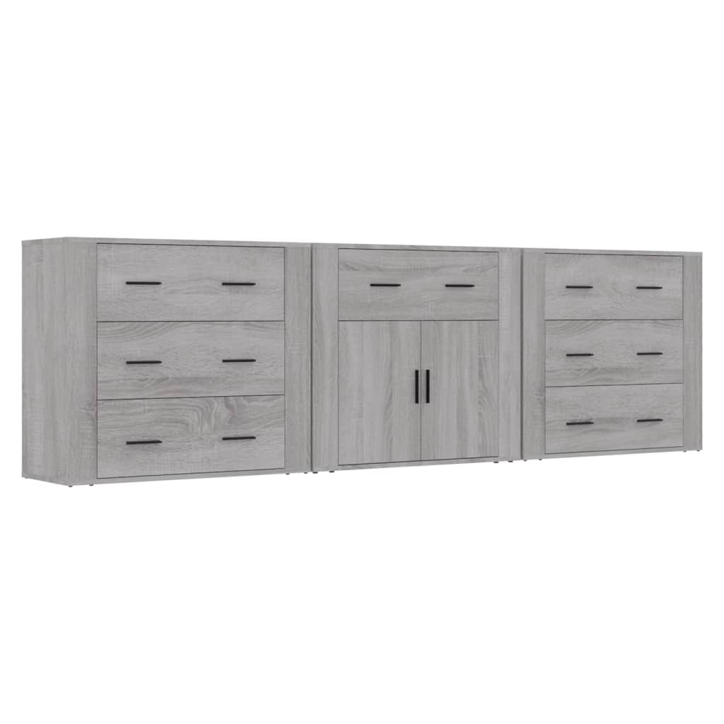 Sideboards 3 pcs Grey Sonoma Engineered Wood