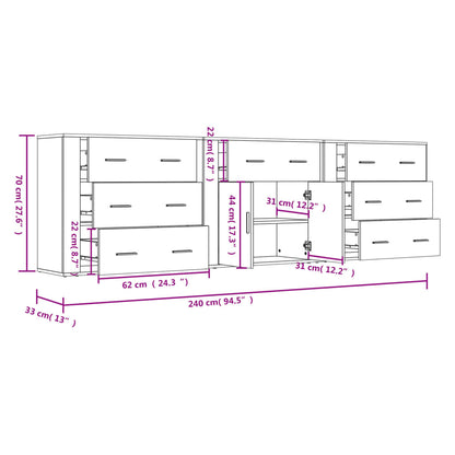 Sideboards 3 pcs Grey Sonoma Engineered Wood