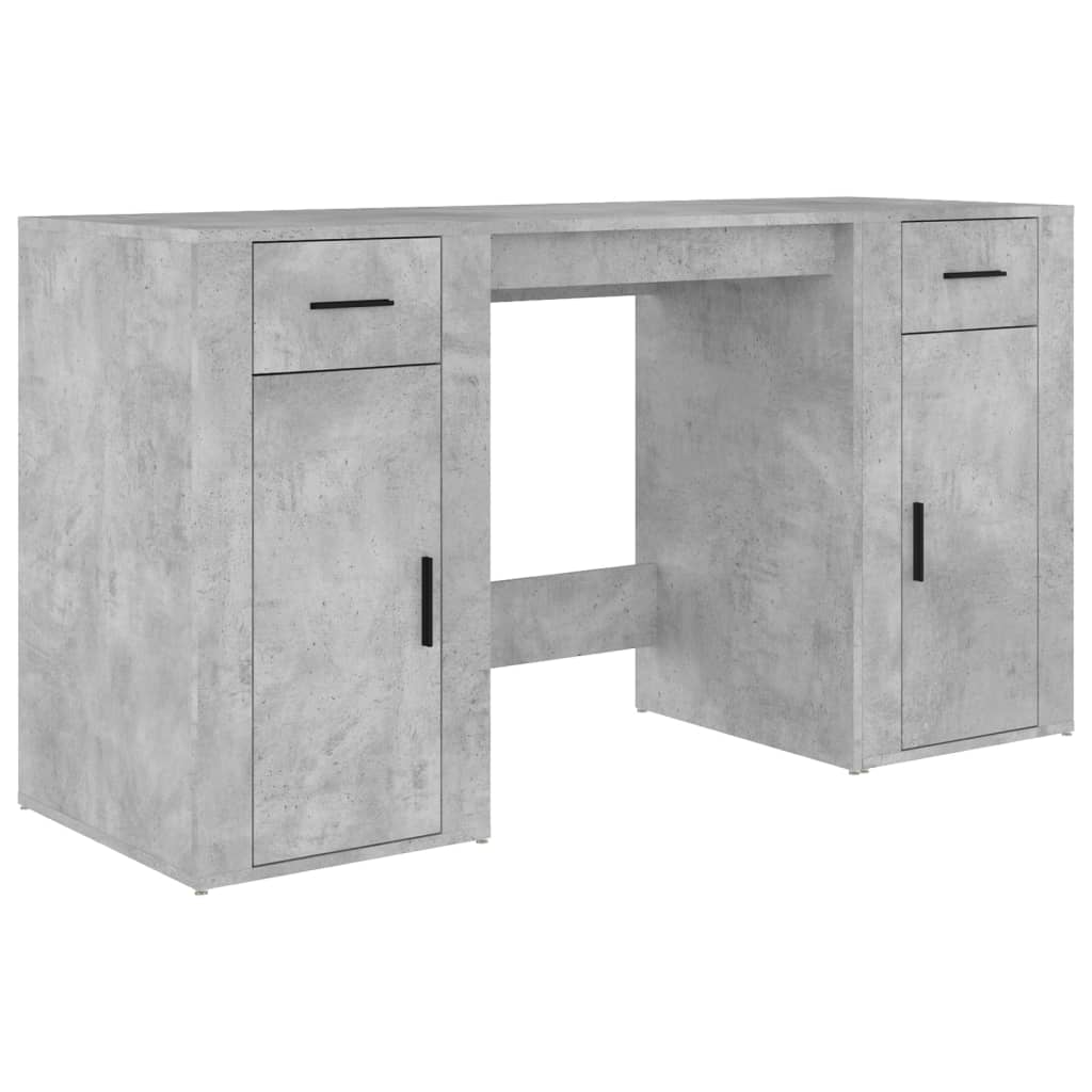 Desk with Cabinet Concrete Grey Engineered Wood