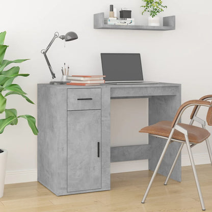 Desk with Cabinet Concrete Grey Engineered Wood
