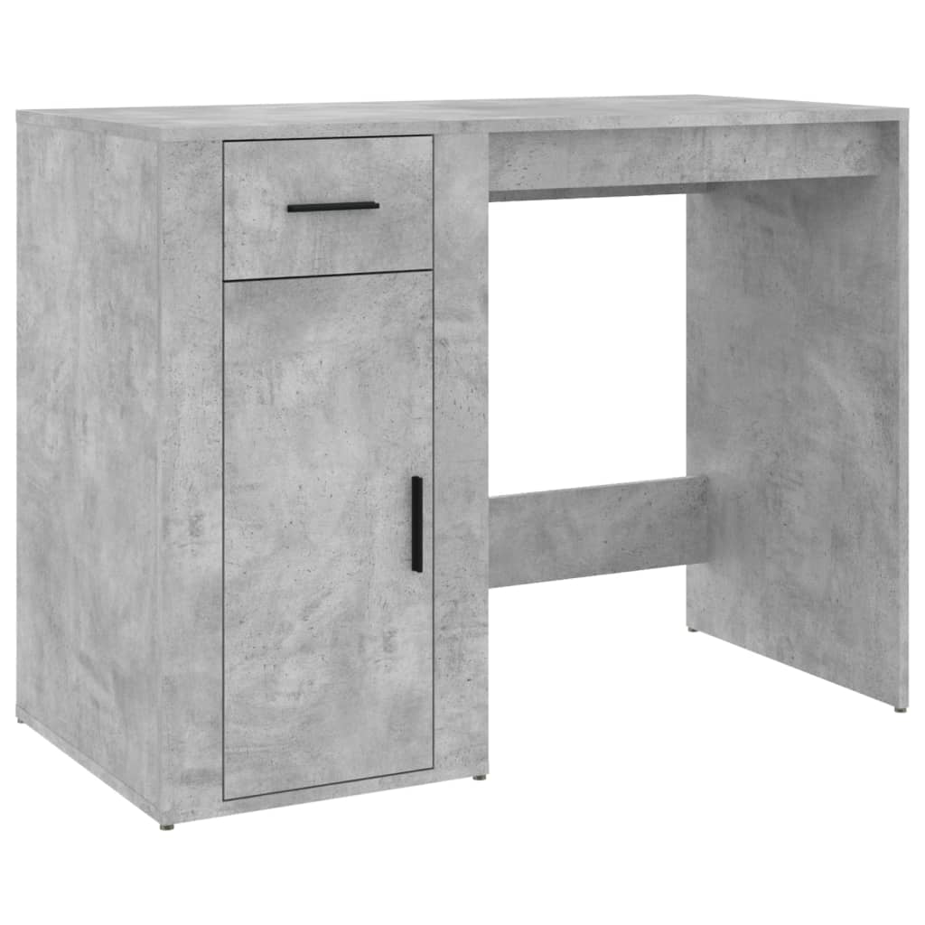 Desk with Cabinet Concrete Grey Engineered Wood