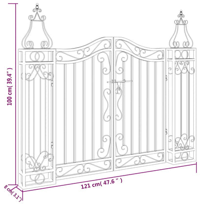 Garden Gate Black 121x8x100 cm Wrought Iron