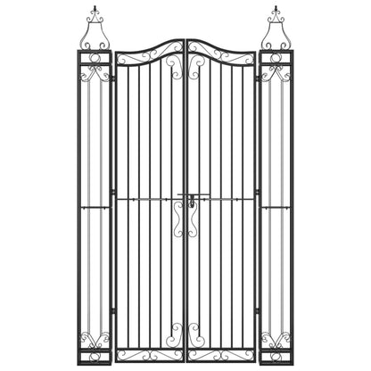 Garden Gate Black 121x8x200 cm Wrought Iron