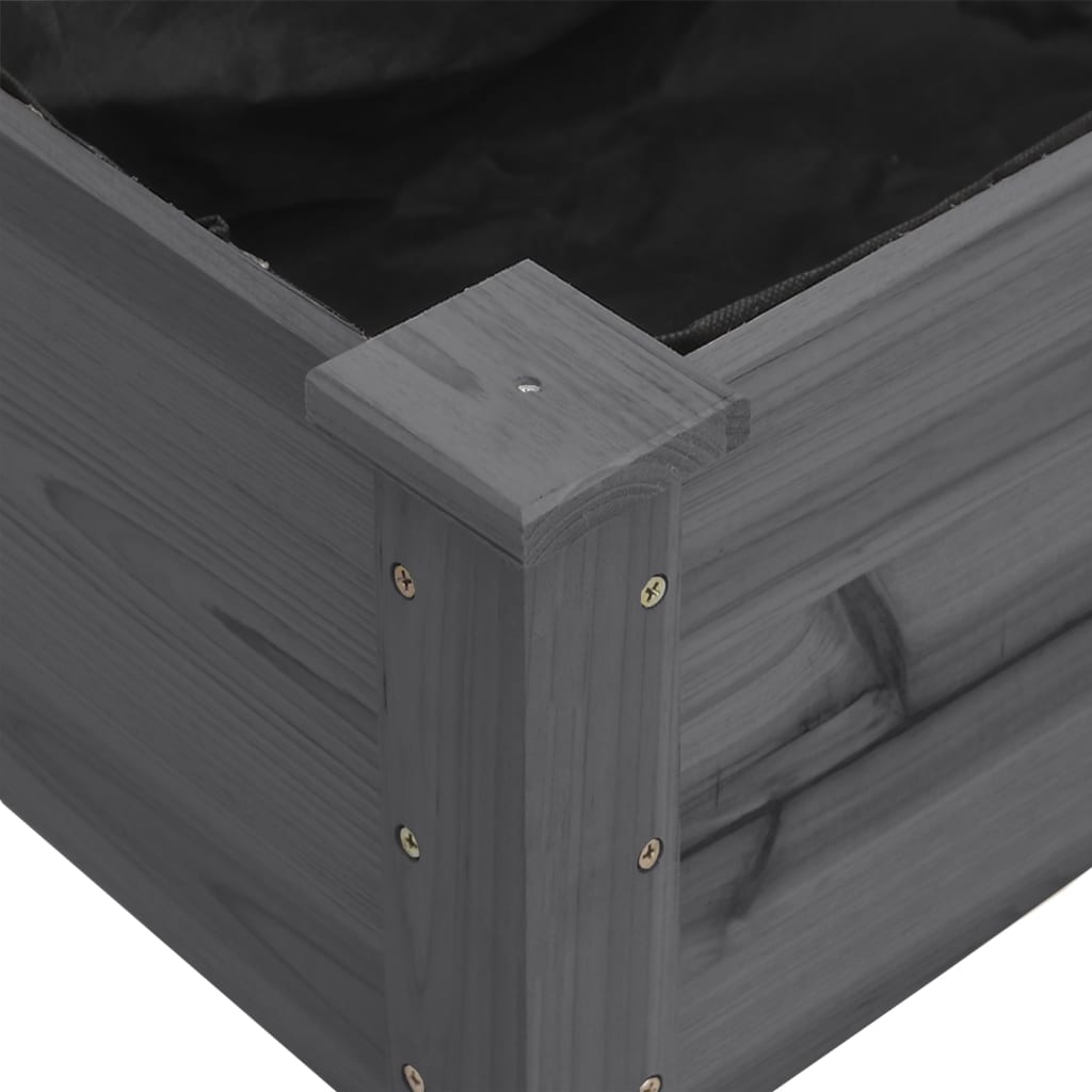Planter with Liner Grey 71x37x76 cm Solid Wood Fir