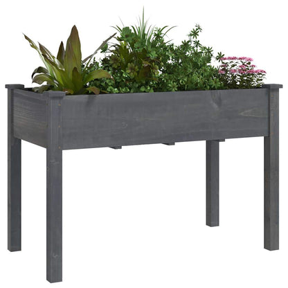 Planter with Liner Grey 118x59x76 cm Solid Wood Fir