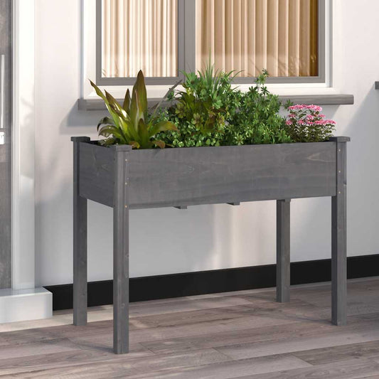 Planter with Liner Grey 118x59x76 cm Solid Wood Fir