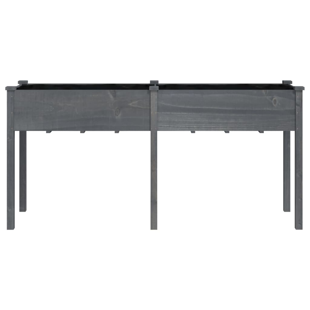 Planter with Liner Grey 161x45x76 cm Solid Wood Fir