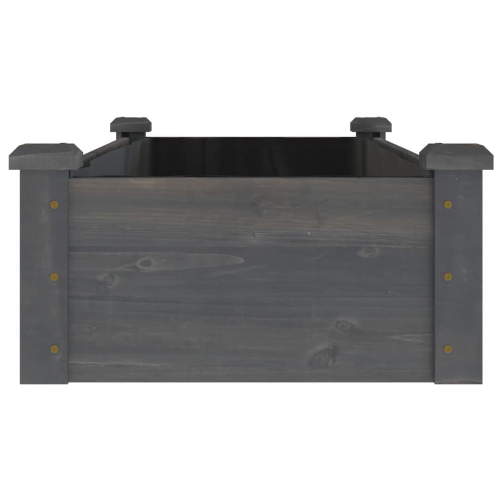 Garden Raised Bed with Liner Grey 120x45x25 cm Solid Wood Fir