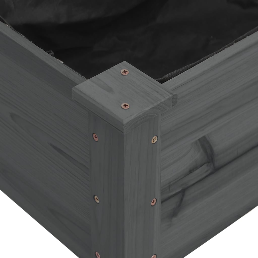 Garden Raised Bed with Liner Grey 120x45x25 cm Solid Wood Fir