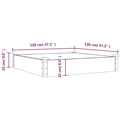Garden Raised Bed with Liner Brown 120x120x25 cm Solid Wood Fir