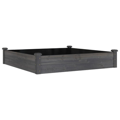 Garden Raised Bed with Liner Grey 120x120x25 cm Solid Wood Fir