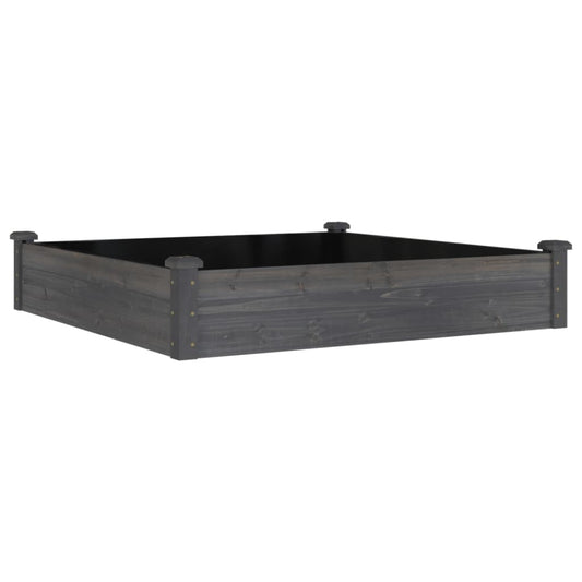 Garden Raised Bed with Liner Grey 120x120x25 cm Solid Wood Fir