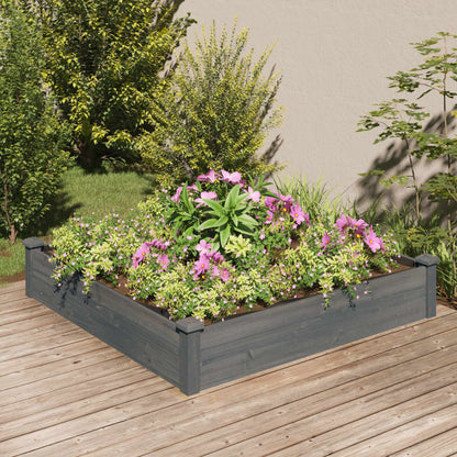 Garden Raised Bed with Liner Grey 120x120x25 cm Solid Wood Fir