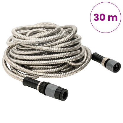 Garden Hose with Spray Nozzle Silver 0,6" 30 m Stainless Steel