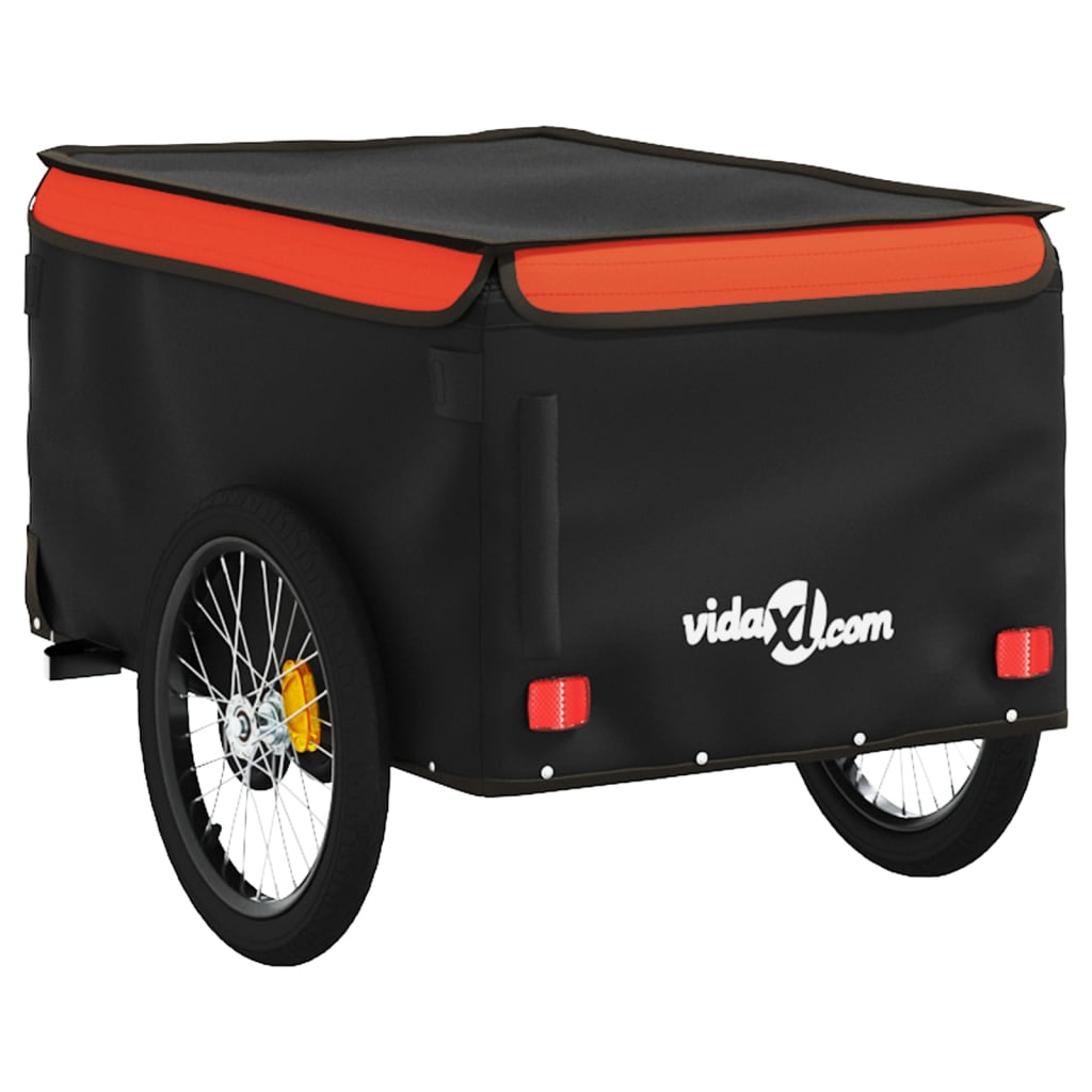 Bike Trailer Black and Orange 30 kg Iron