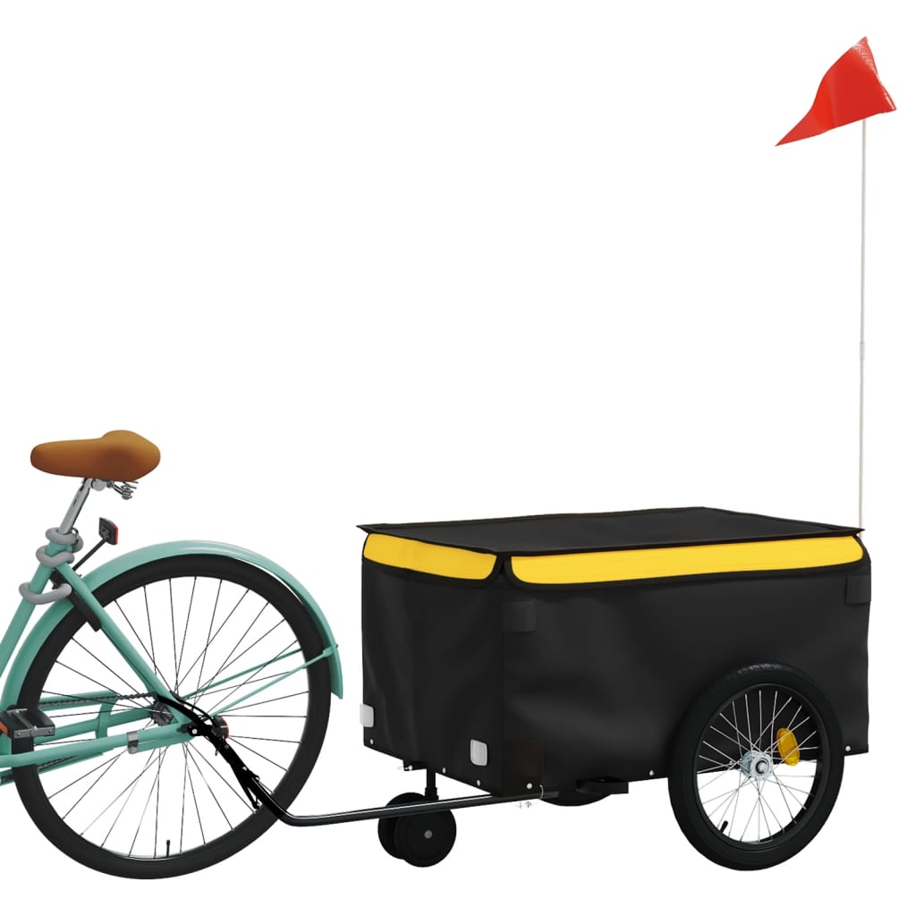 Bike Trailer Black and Yellow 30 kg Iron
