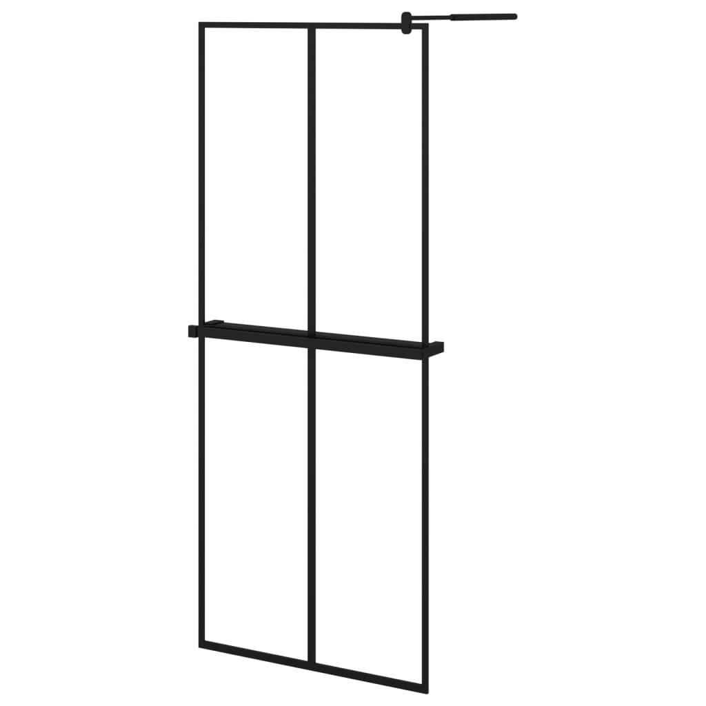 Walk-in Shower Wall with Shelf Black 80x195 cm