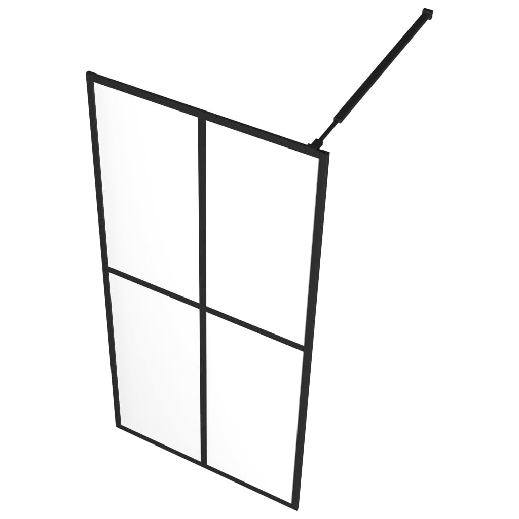 Walk-in Shower Wall with Shelf Black 80x195 cm