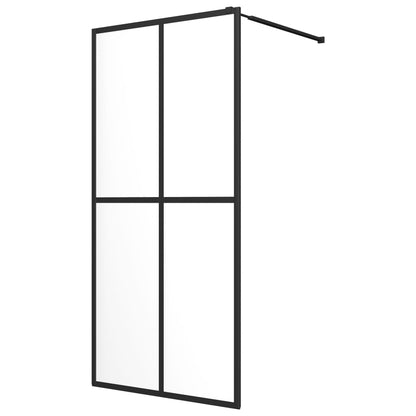 Walk-in Shower Wall with Shelf Black 90x195 cm