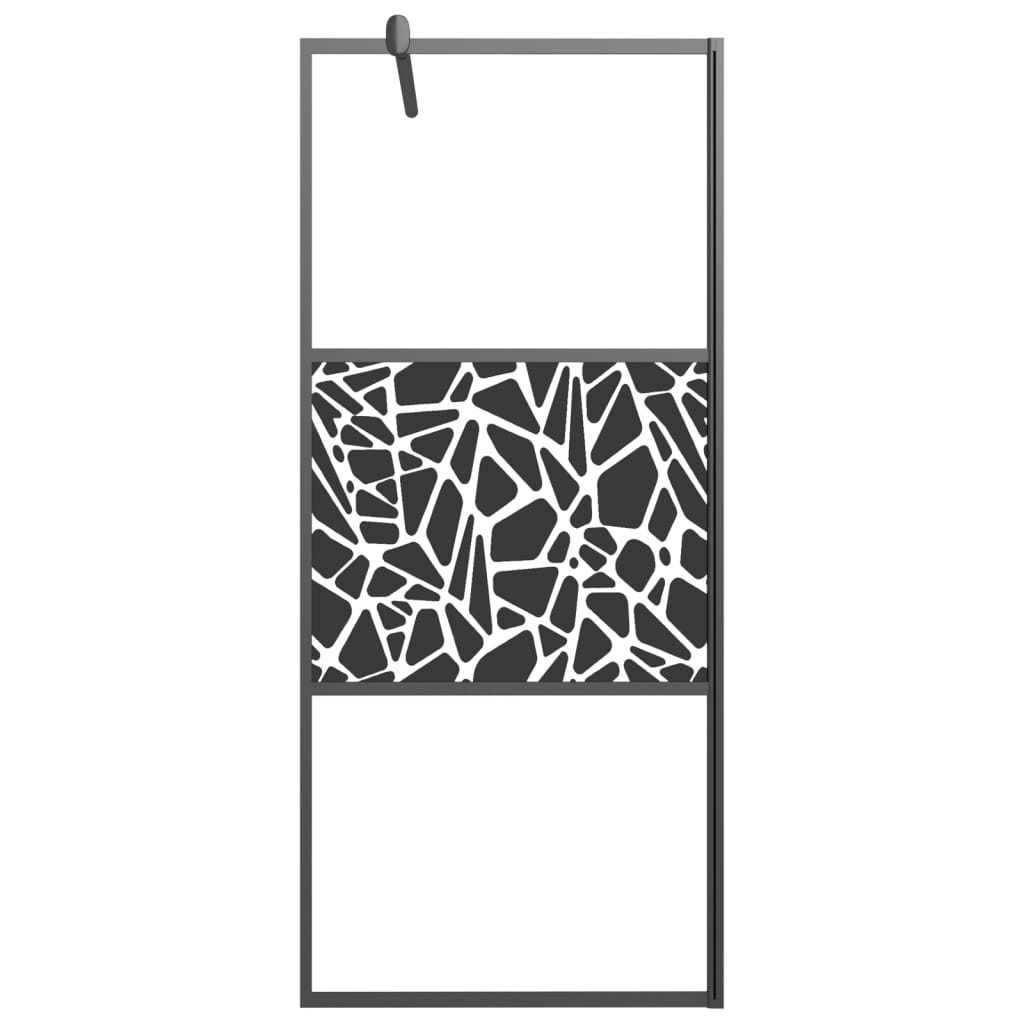 Walk-in Shower Wall with Shelf Black 90x195 cm ESG Glass&Aluminium