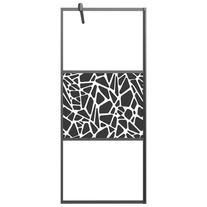 Walk-in Shower Wall with Shelf Black 90x195 cm ESG Glass&Aluminium