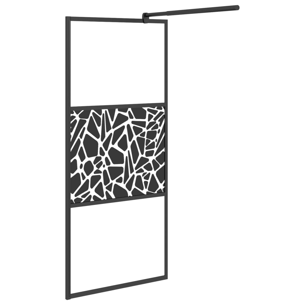 Walk-in Shower Wall with Shelf Black 90x195 cm ESG Glass&Aluminium