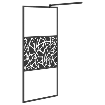Walk-in Shower Wall with Shelf Black 90x195 cm ESG Glass&Aluminium