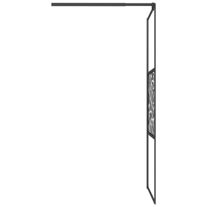 Walk-in Shower Wall with Shelf Black 90x195 cm ESG Glass&Aluminium