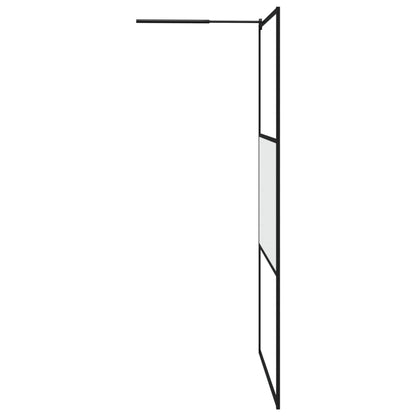 Walk-in Shower Wall with Shelf Black 115x195 cm ESG Glass&Aluminium