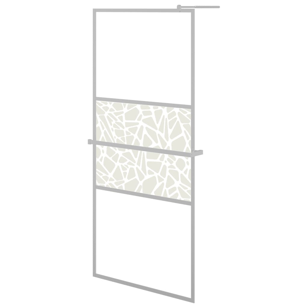 Walk-in Shower Wall with Shelf Chrome 100x195 cm