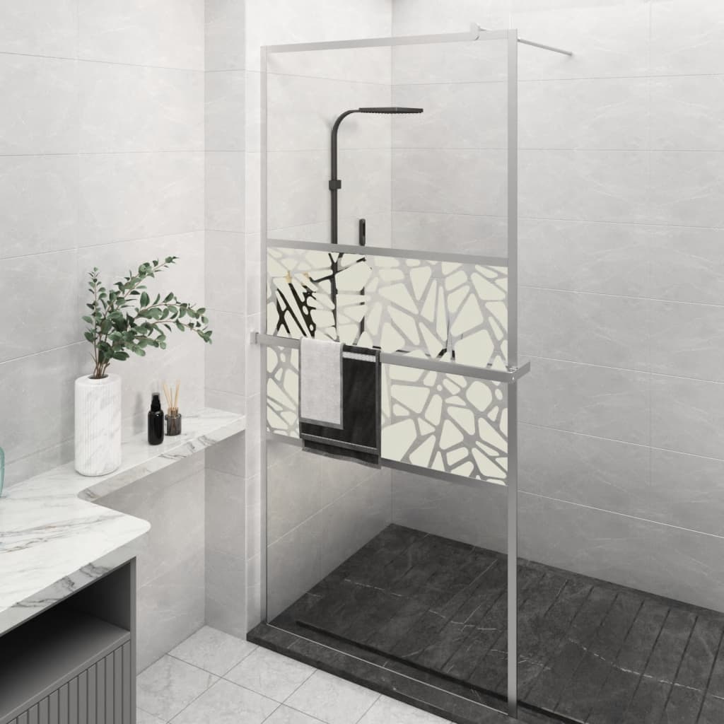Walk-in Shower Wall with Shelf Chrome 100x195 cm
