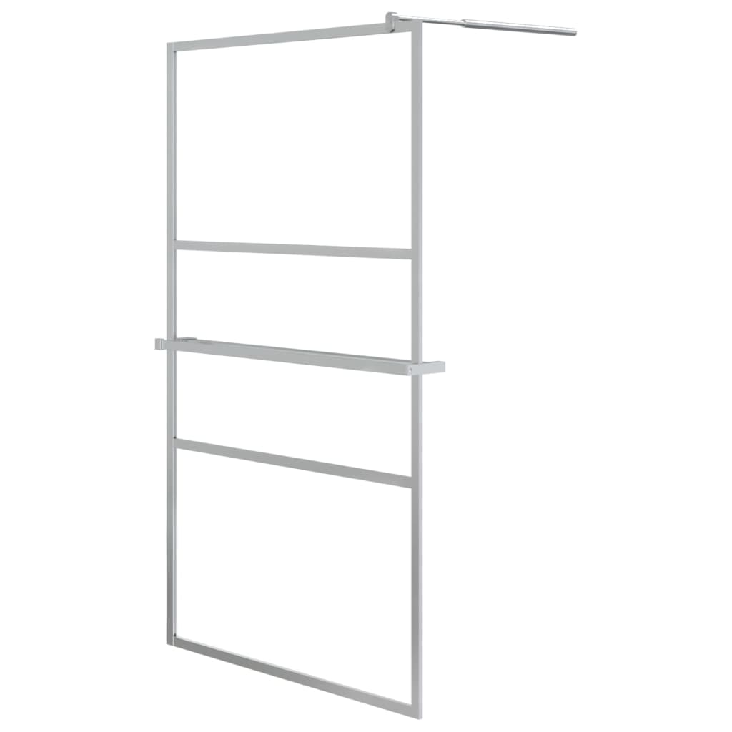 Walk-in Shower Wall with Shelf Chrome 115x195 cm