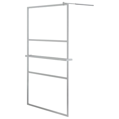 Walk-in Shower Wall with Shelf Chrome 115x195 cm