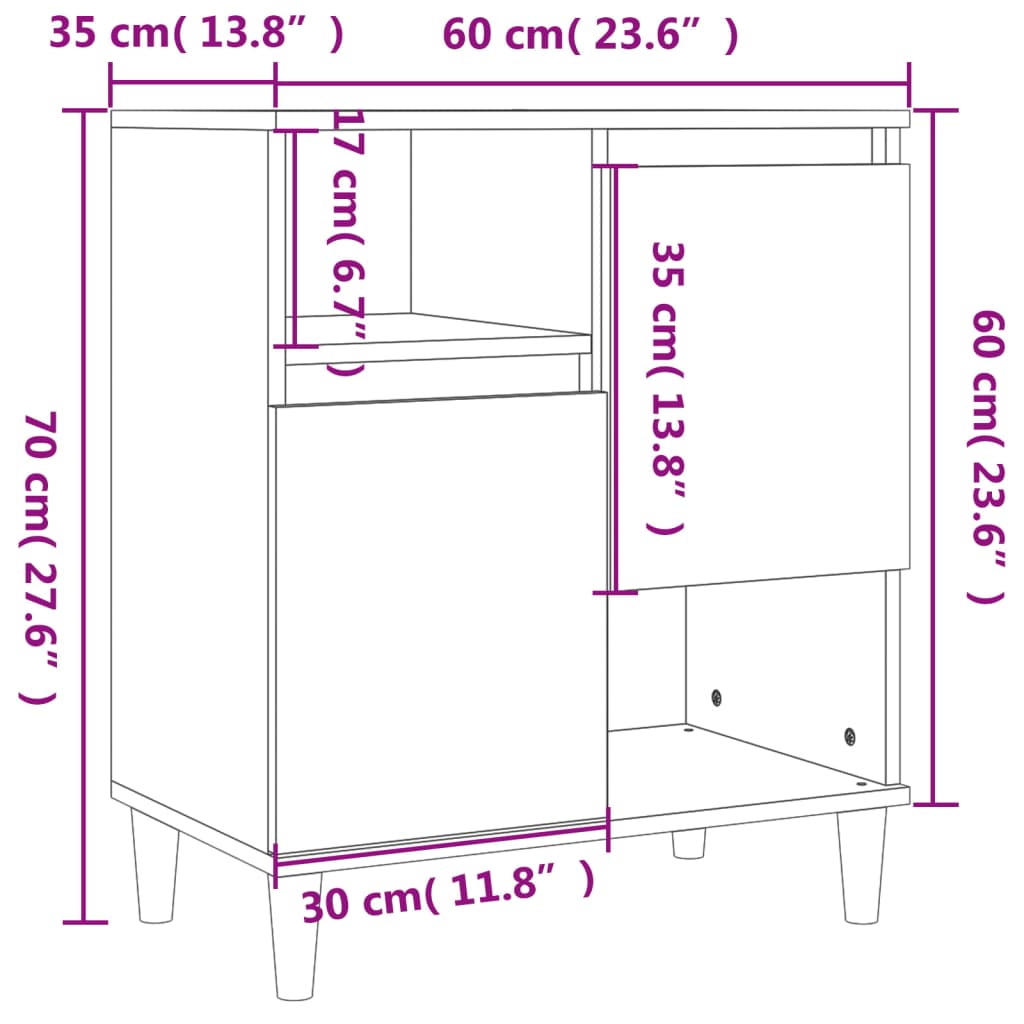 Sideboards 2 pcs Grey Sonoma 60x35x70 cm Engineered Wood