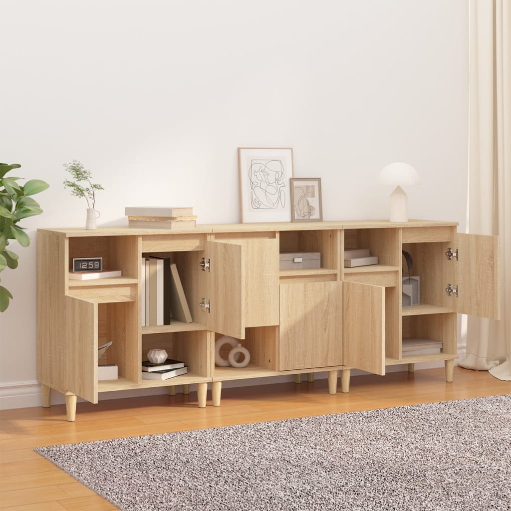 Sideboards 3 pcs Sonoma Oak 60x35x70 cm Engineered Wood