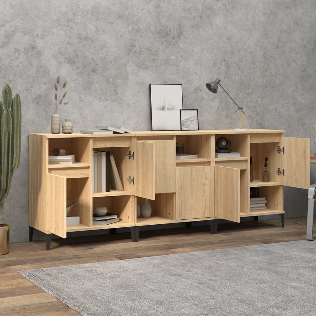 Sideboards 3 pcs Sonoma Oak 60x35x70 cm Engineered Wood