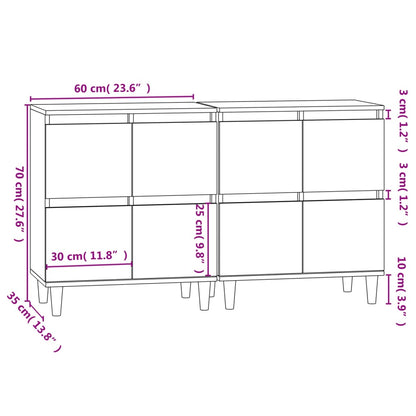 Sideboards 2 pcs Sonoma Oak 60x35x70 cm Engineered Wood