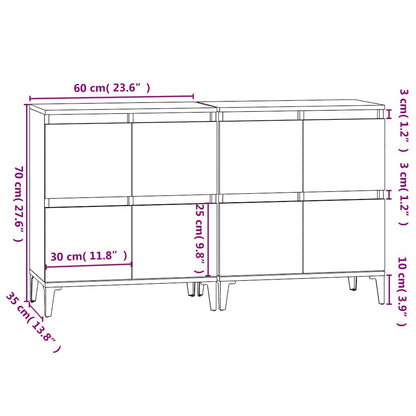 Sideboard 2 pcs Concrete Grey 60x35x70 cm Engineered Wood