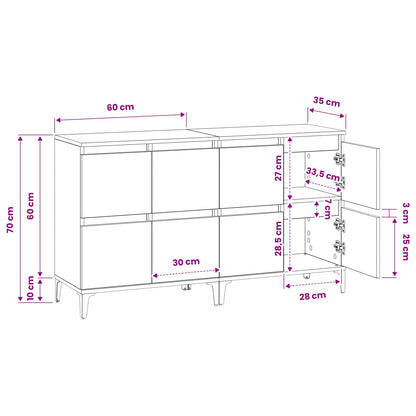 Sideboards 2 pcs Concrete Grey 60x35x70 cm Engineered Wood