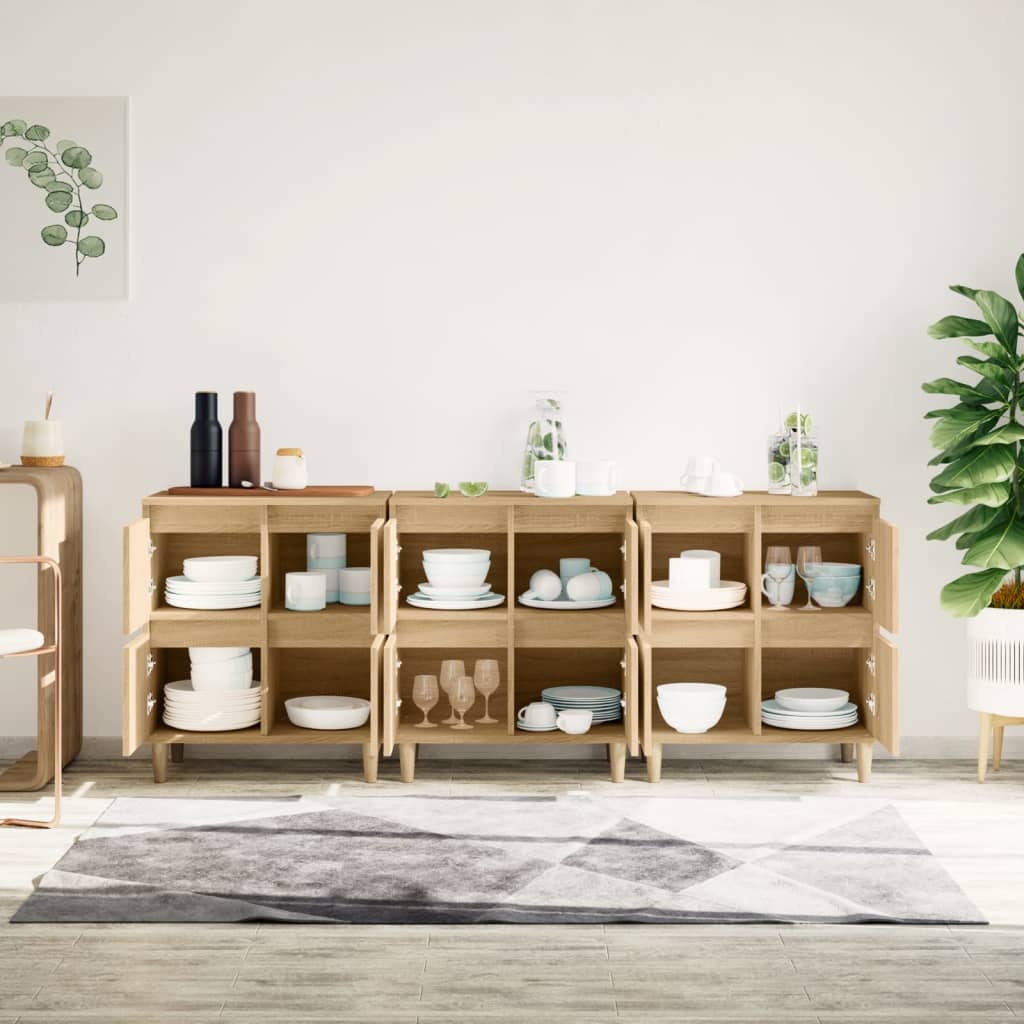 Sideboards 3 pcs Sonoma Oak 60x35x70 cm Engineered Wood
