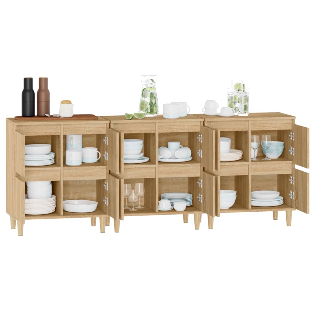Sideboards 3 pcs Sonoma Oak 60x35x70 cm Engineered Wood