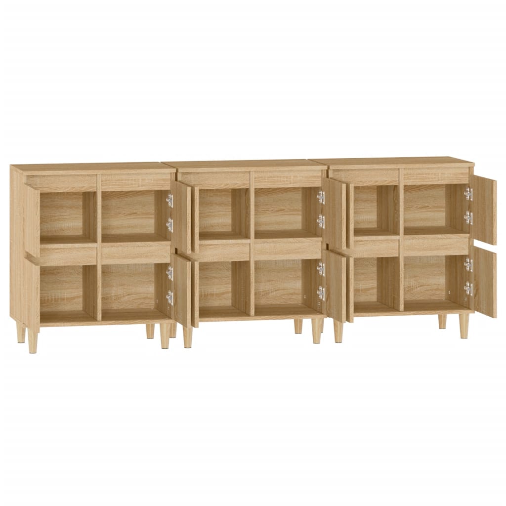 Sideboards 3 pcs Sonoma Oak 60x35x70 cm Engineered Wood