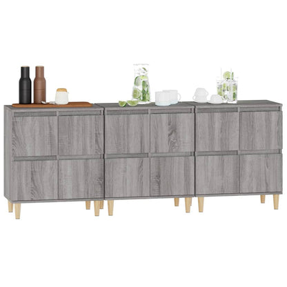 Sideboards 3 pcs Grey Sonoma 60x35x70 cm Engineered Wood