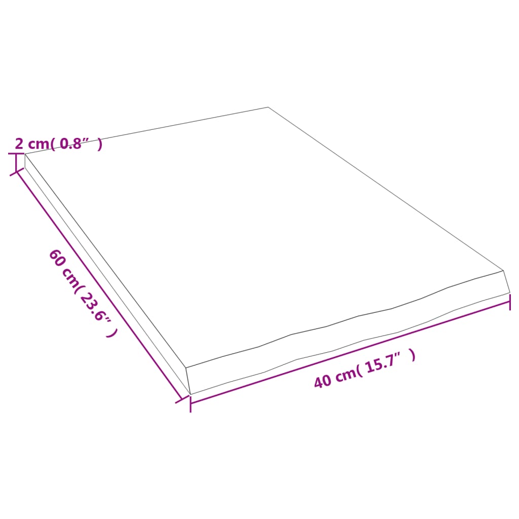 Bathroom Countertop 40x60x2 cm Untreated Solid Wood