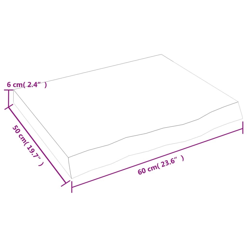 Bathroom Countertop 60x50x(2-6) cm Untreated Solid Wood