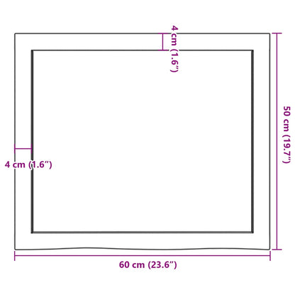 Bathroom Countertop 60x50x(2-6) cm Untreated Solid Wood